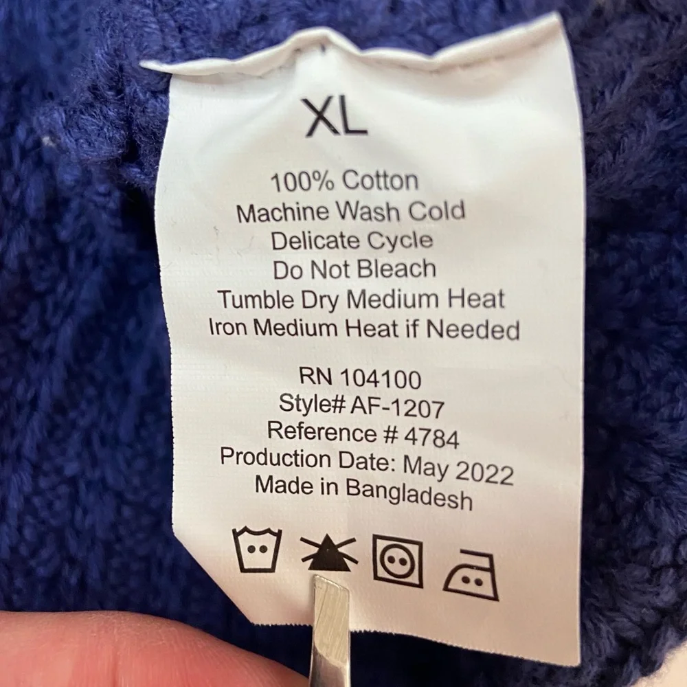 Gioberti Milano Rib Knitted Blue Notre Dame Full Zip Sweater Men’s XL